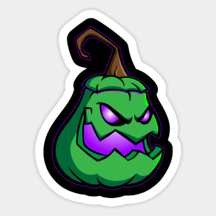 Creepy Jack O Lantern Pumpkin - Green and Purple, Sticker